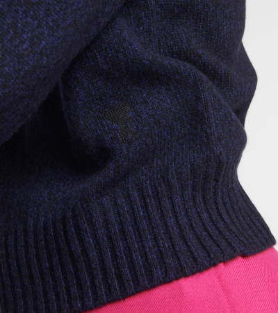 Ami Alexandre Mattiussi Ami De Caur Cashmere And Wool Sweater In Blue