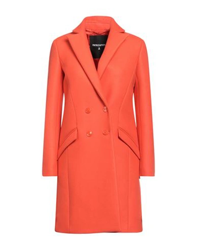 Shop Patrizia Pepe Woman Coat Orange Size 8 Virgin Wool, Polyamide