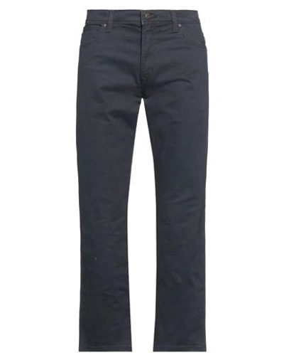 Shop Wrangler Man Pants Navy Blue Size 32w-30l Cotton, Elastane
