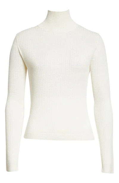 Shop Max Mara Sax Silk & Wool Turtleneck Sweater In Milk