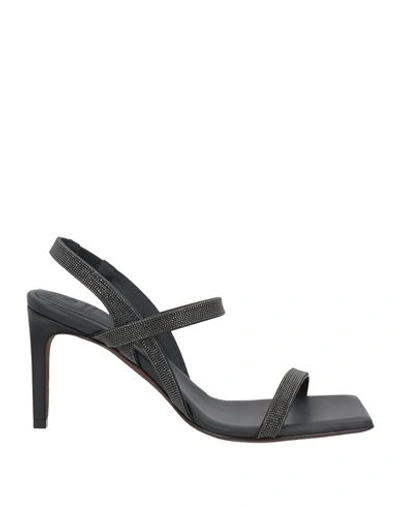 Shop Brunello Cucinelli Woman Sandals Black Size 8 Soft Leather
