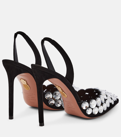 Aquazzura Maxi-tequila Suede Slingback Pumps In Black