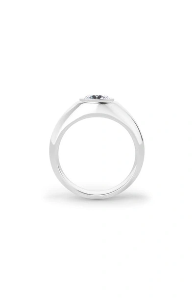 Shop Hautecarat Round Brilliant Lab Created Diamond Signet Ring In 18k White Gold