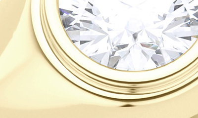 Shop Hautecarat Round Brilliant Lab Created Diamond Signet Ring In 18k Yellow Gold