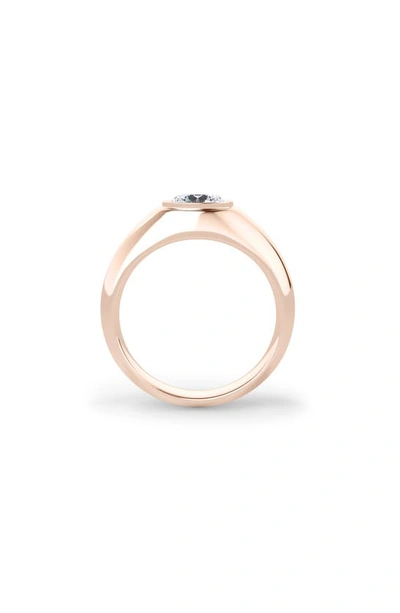 Shop Hautecarat Round Brilliant Lab Created Diamond Signet Ring In 18k Rose Gold