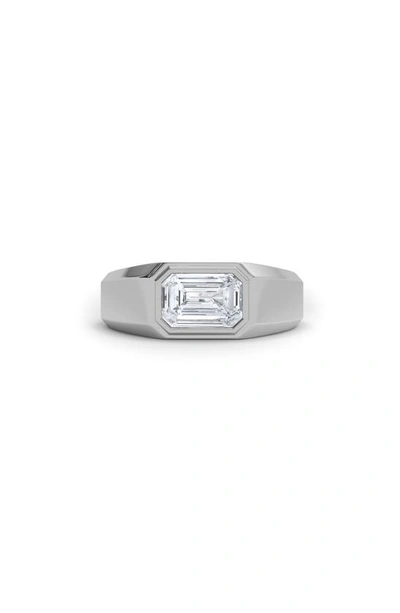 Shop Hautecarat Emerald Cut Lab Created Diamond Signet Ring In 18k White Gold