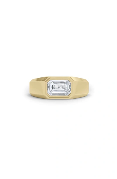 Shop Hautecarat Emerald Cut Lab Created Diamond Signet Ring In 18k Yellow Gold