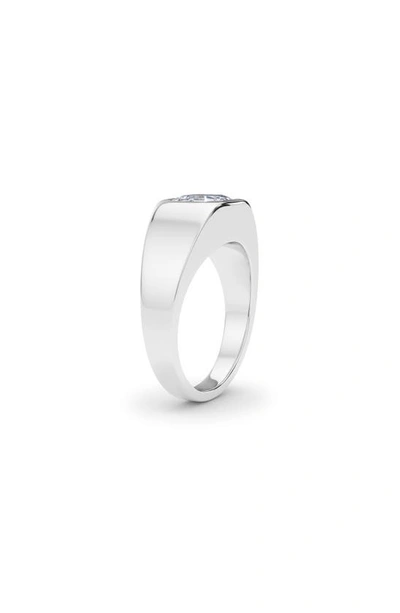 Shop Hautecarat Asscher Cut Lab Created Diamond Signet Ring In 18k White Gold