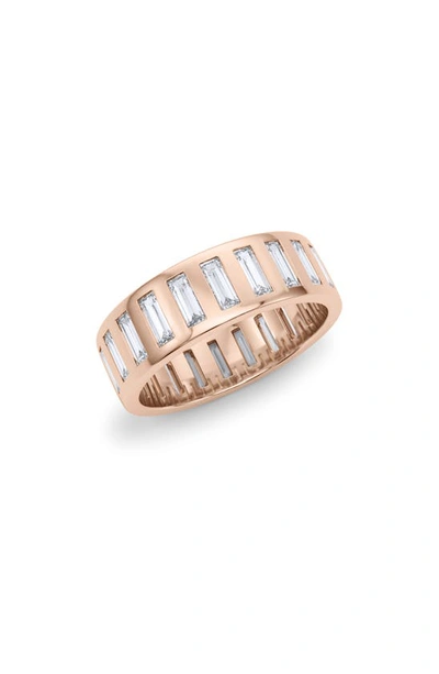 Shop Hautecarat Baguette Lab Created Diamond Eternity Band Ring In 18k Rose Gold