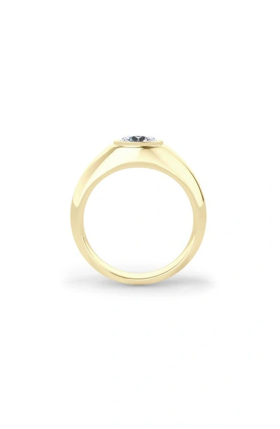 Shop Hautecarat Round Brilliant Lab Created Diamond Signet Ring In 18k Yellow Gold