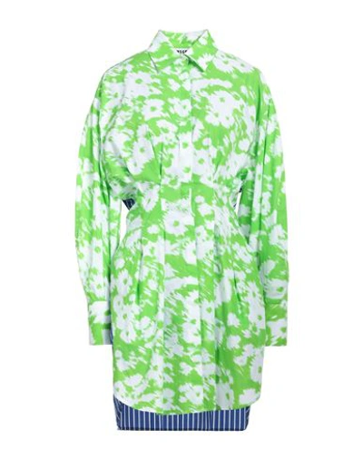 Shop Msgm Woman Mini Dress Acid Green Size 4 Cotton