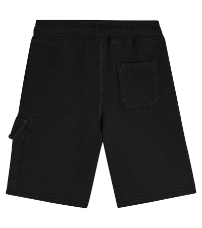 Shop C.p. Company Basic Cotton Fleece Cargo Shorts In Black