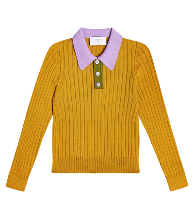 Paade Mode Ribbed-knit Wool-blend Polo Top In Yellow