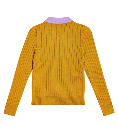 Paade Mode Ribbed-knit Wool-blend Polo Top In Yellow