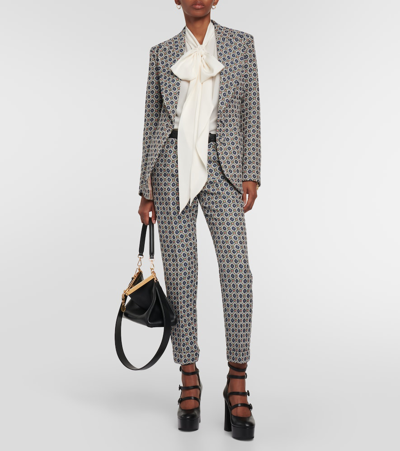 Etro Floral-print Tailored Trousers In Blue