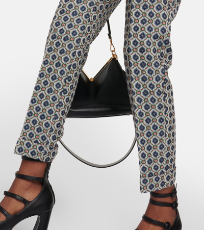 Shop Etro Jacquard Straight Pants In Blue