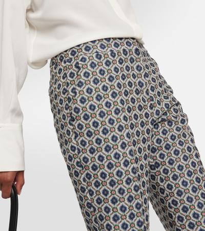 Shop Etro Jacquard Straight Pants In Blue