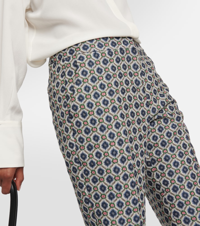 Etro Floral-print Tailored Trousers In Blue
