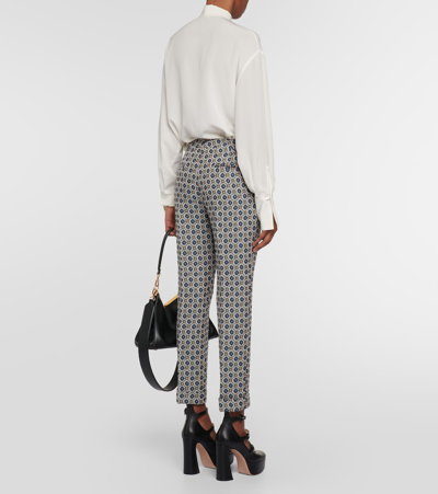 Etro Floral-print Tailored Trousers In Blue