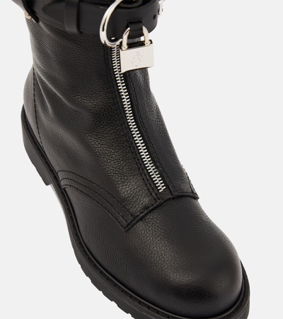 Shop Jw Anderson Lock Leather Ankle Boots In Black
