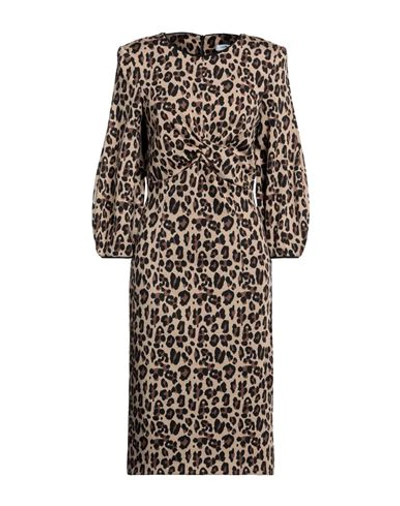 Shop Simona Corsellini Woman Midi Dress Beige Size 12 Polyester, Viscose, Elastane
