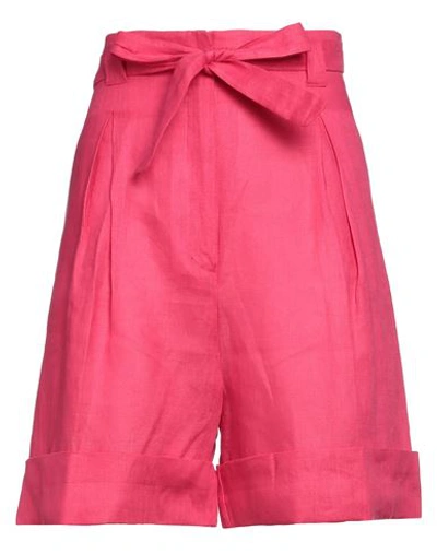 Shop Hc  Holy Caftan Hc Holy Caftan Woman Shorts & Bermuda Shorts Fuchsia Size 6 Linen In Pink