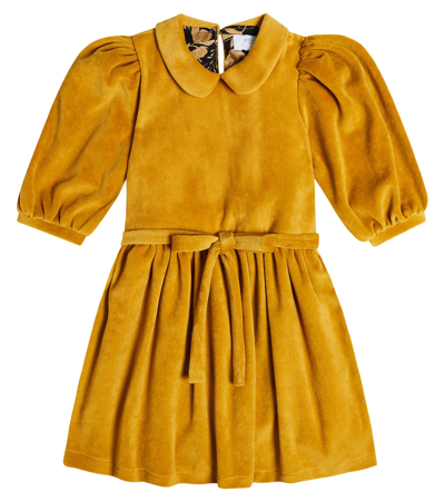 Shop Paade Mode Embroidered Velvet Dress In Yellow