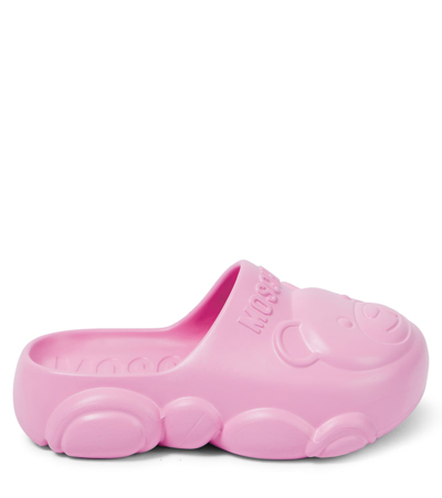 Shop Moschino Logo Clogs In Pink