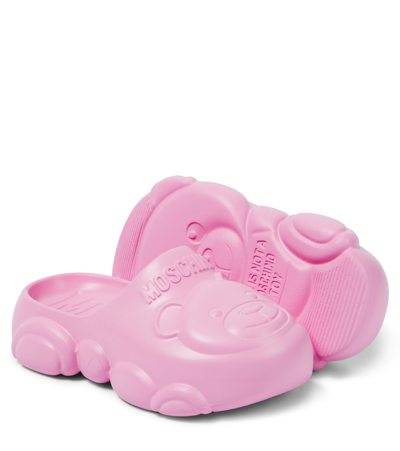 Shop Moschino Logo Clogs In Pink