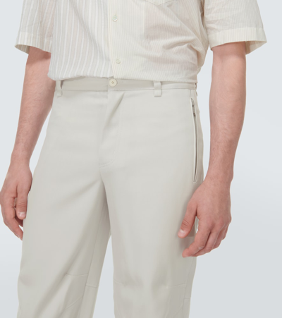 Shop Lanvin Straight Wool Pants In White