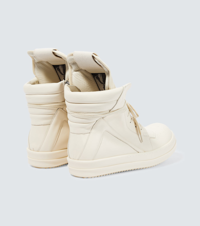 Shop Rick Owens Geobasket High-top Leather Sneakers In White
