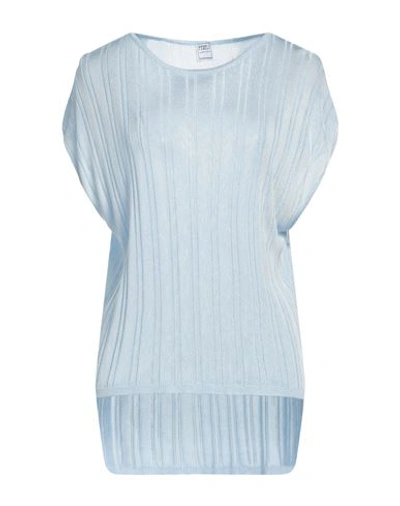 Shop Fedeli Woman Sweater Azure Size S Viscose In Blue