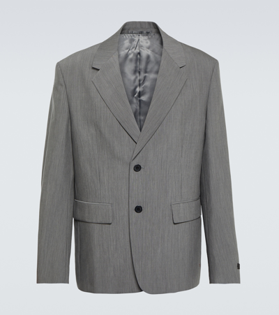 Prada Single-breasted Wool And Mohair Blazer In Grey