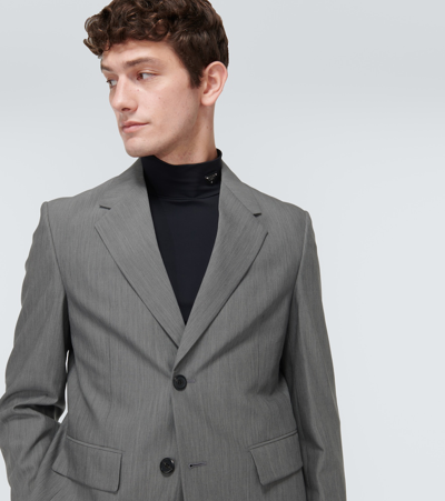 Prada Single-breasted Wool And Mohair Blazer In Grey