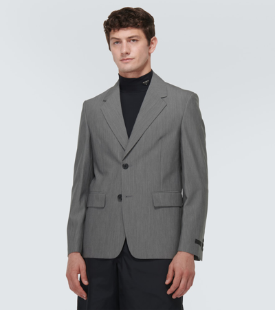 Prada Single-breasted Wool And Mohair Blazer In Grey