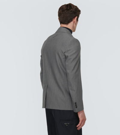 Prada Single-breasted Wool And Mohair Blazer In Grey