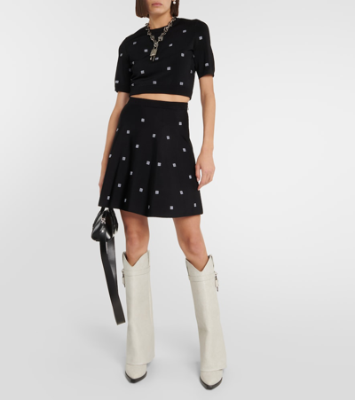 Shop Givenchy 4g A-line Knit Miniskirt In Black