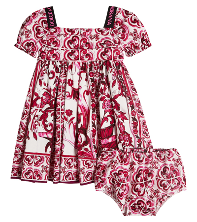 Shop Dolce & Gabbana Baby Majolica Dress And Bloomers Set In Pink