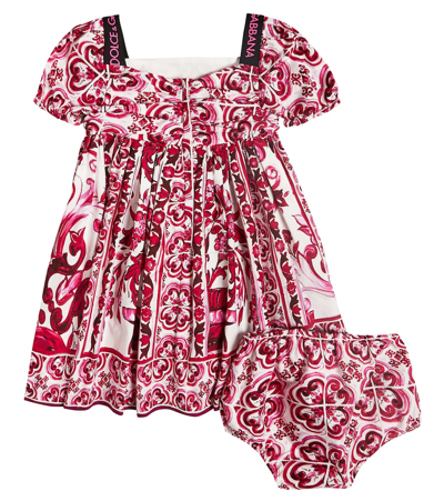 Shop Dolce & Gabbana Baby Majolica Dress And Bloomers Set In Pink