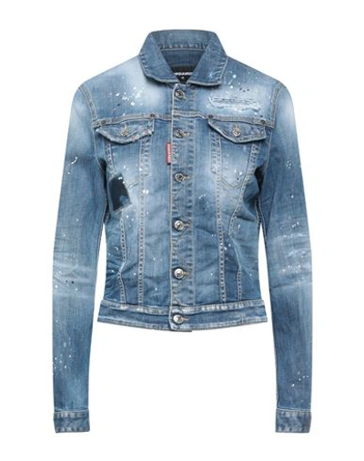 Dsquared2 Woman Denim Outerwear Blue Size 6 Cotton, Elastomultiester, Elastane In Blue