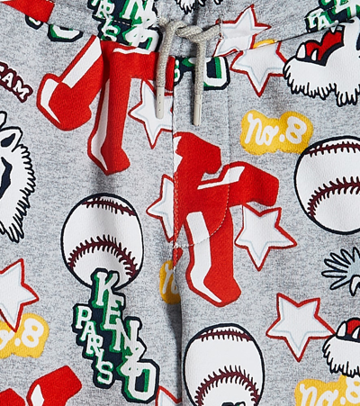 Kenzo Printed Cotton Sweatpants In Grey