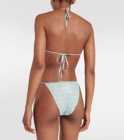 Shop Missoni Crochet-knit Halterneck Bikini In Blue