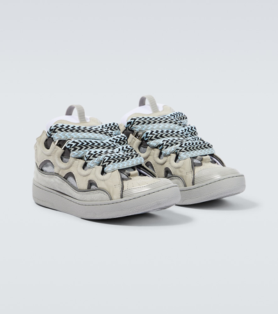 Shop Lanvin Curb Leather Sneakers In Multicoloured