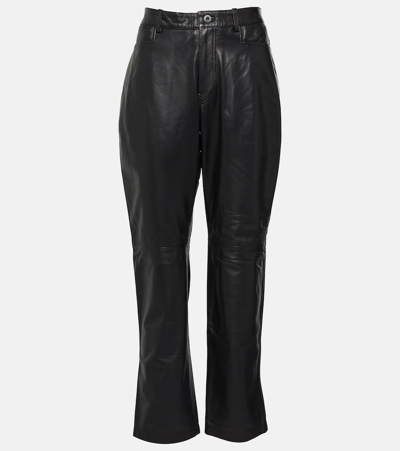 Shop Proenza Schouler White Label Leather Straight Pants In Black