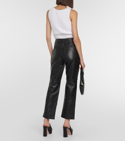 Shop Proenza Schouler White Label Leather Straight Pants In Black