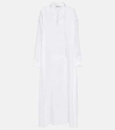 Shop Asceno Linen Midi Dress In White