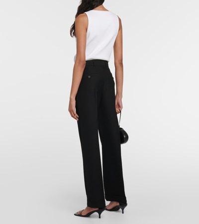 Shop Totême Straight Wool-blend Pants In Black