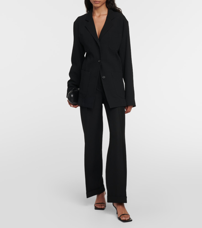 Totême Straight Wool-blend Pants In Black