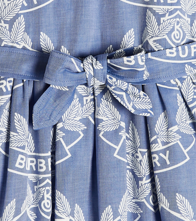 Shop Burberry Oak Leaf Crest Cotton Dress In Blue
