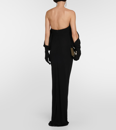 Shop Saint Laurent Draped Gloved Gown In Black